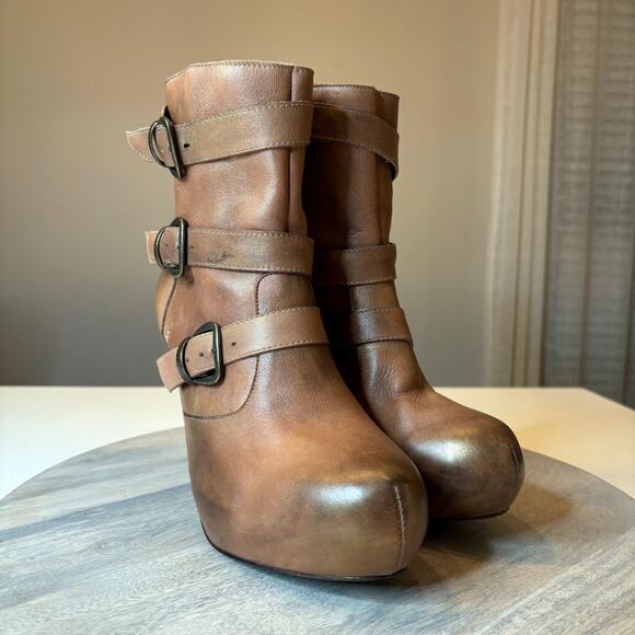 Bed Stu Cobbler Series Brown Leather Distressed Ankle Boots Women's US Size 9 - Picture 5 of 11